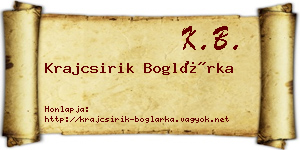 Krajcsirik Boglárka névjegykártya